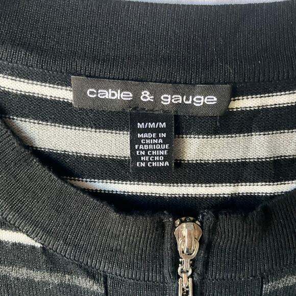 Cable & Gauge Women’s Long Sleeve Full Zip Knit Jacket size M, Black & White - Picture 5 of 8